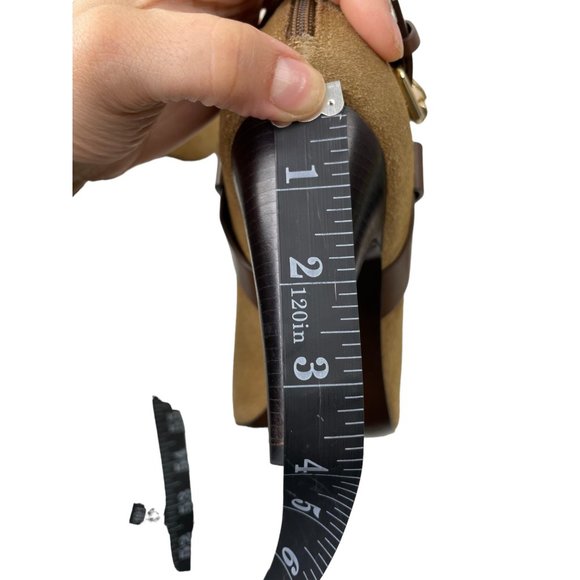 Vince Camuto Signature Women's Nikoletta Brown Suede Peep Toe Booties Size 7.5M - Picture 6 of 8